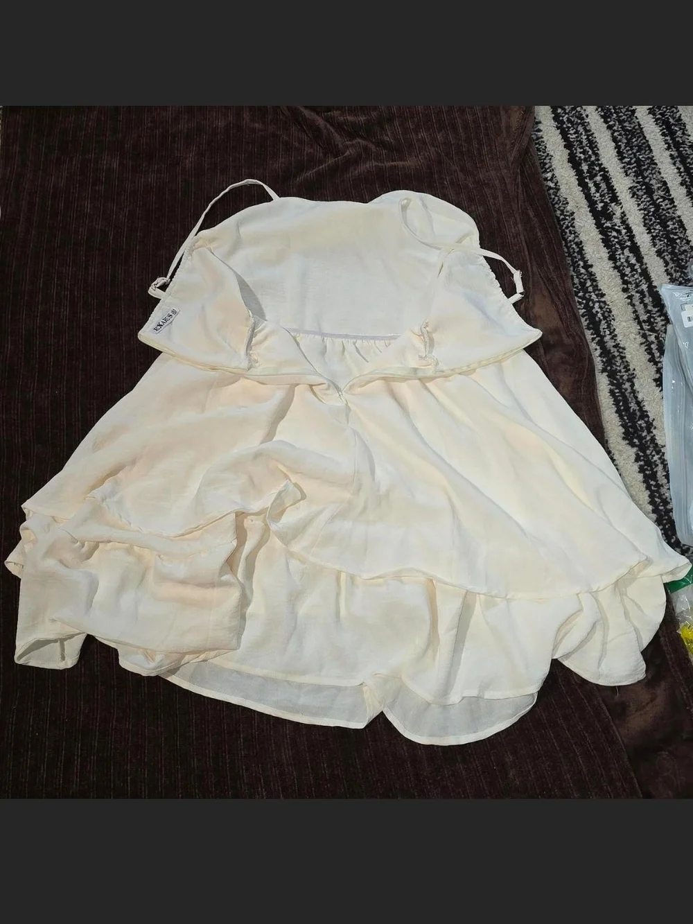 Girls Cream Spaghetti-Strap Layered Dress